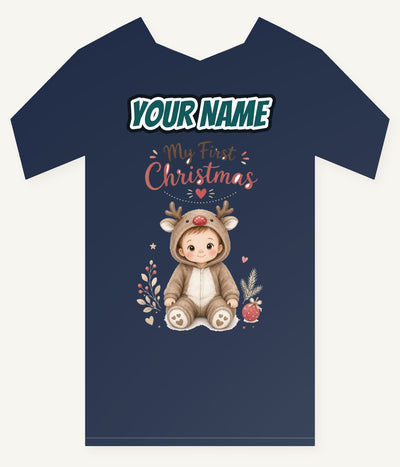 My First Christmas Reindeer Suit Personalised Kids and Baby Christmas Tee