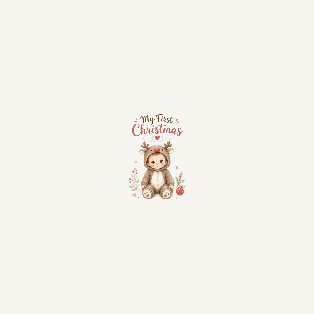 My First Christmas Reindeer Suit Personalised Beach Towel