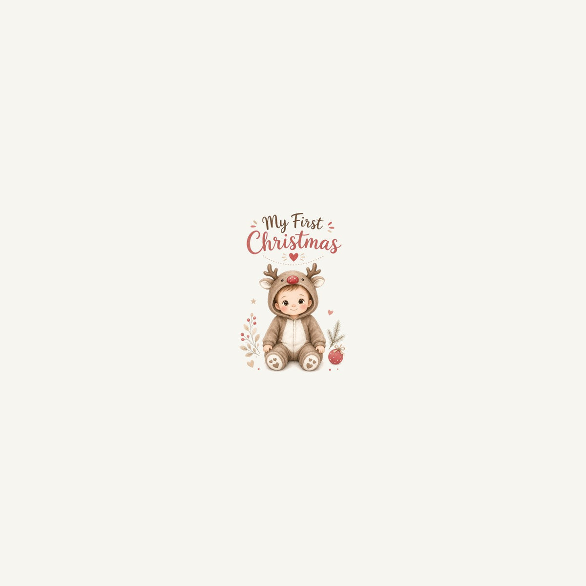 My First Christmas Reindeer Suit Personalised Beach Towel