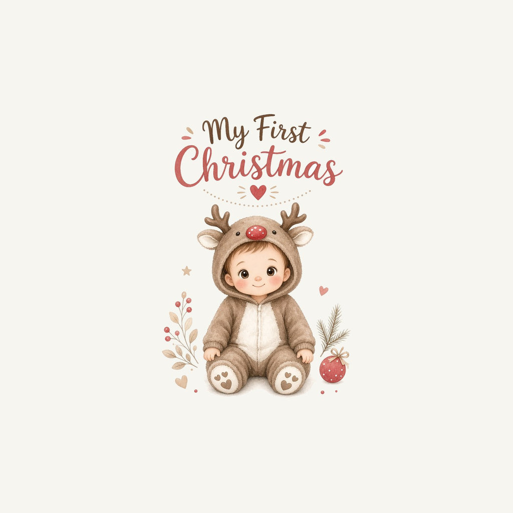 My First Christmas Reindeer Suit Personalised Christmas Mug