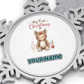 My First Christmas Reindeer Suit Personalised Pewter Christmas Ornament