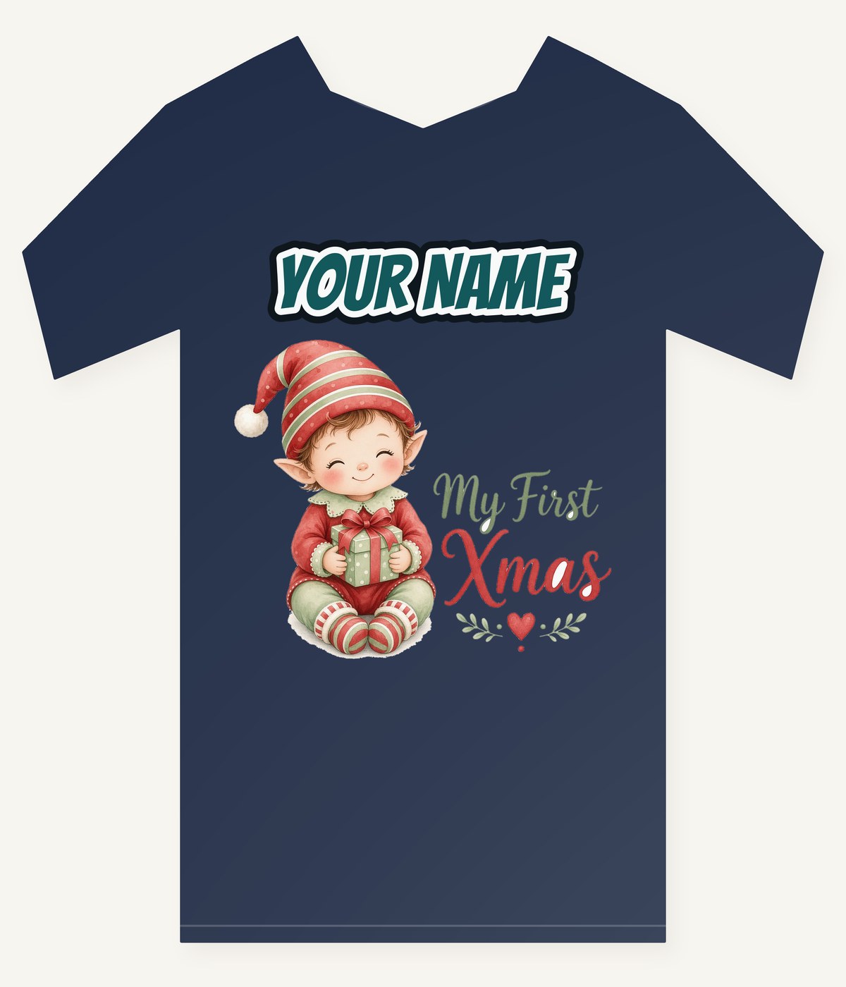 My First Xmas Elf Personalised Kids and Baby Christmas Tee