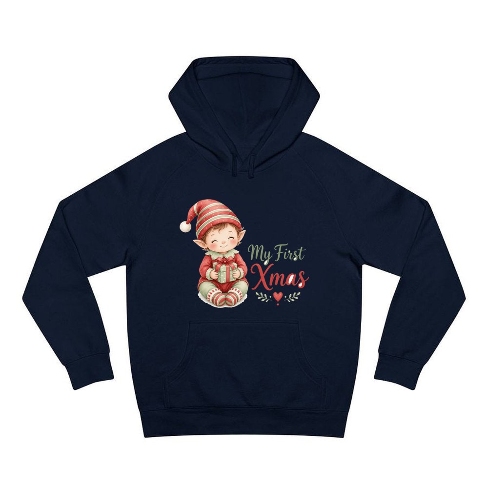 My First Xmas Elf personalised Christmas hoodie in navy