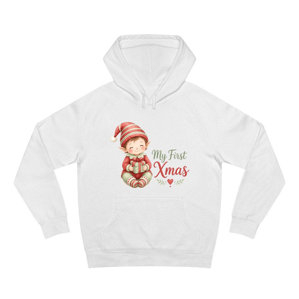 My First Xmas Elf personalised Christmas hoodie in white