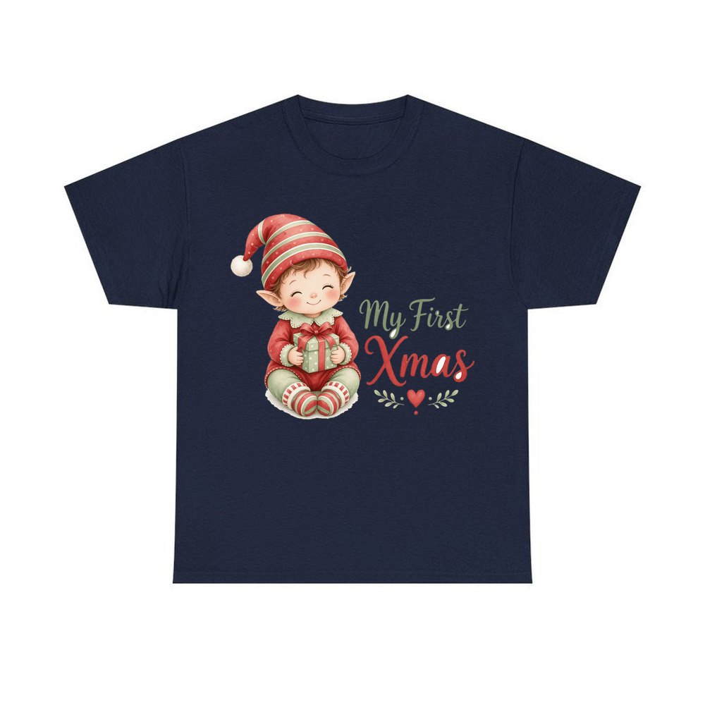 My First Xmas Elf personalised Christmas T-shirt in navy