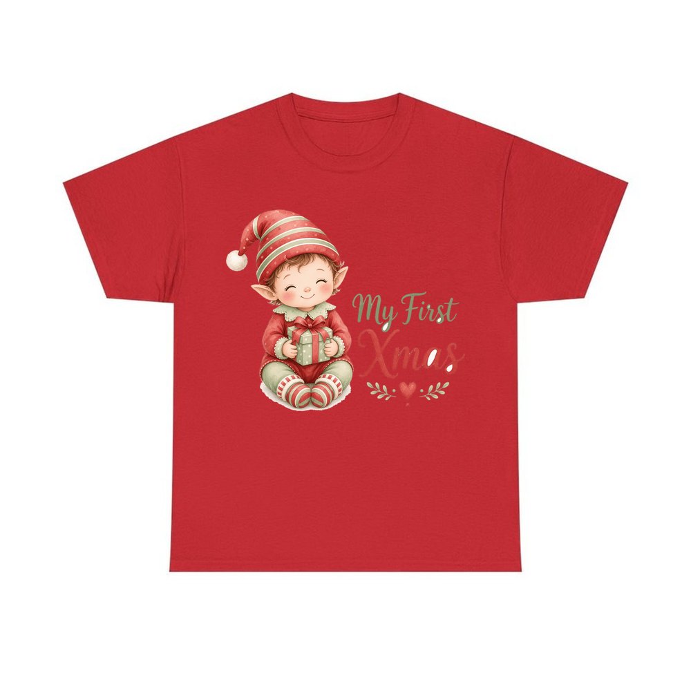 My First Xmas Elf personalised Christmas T-shirt in red