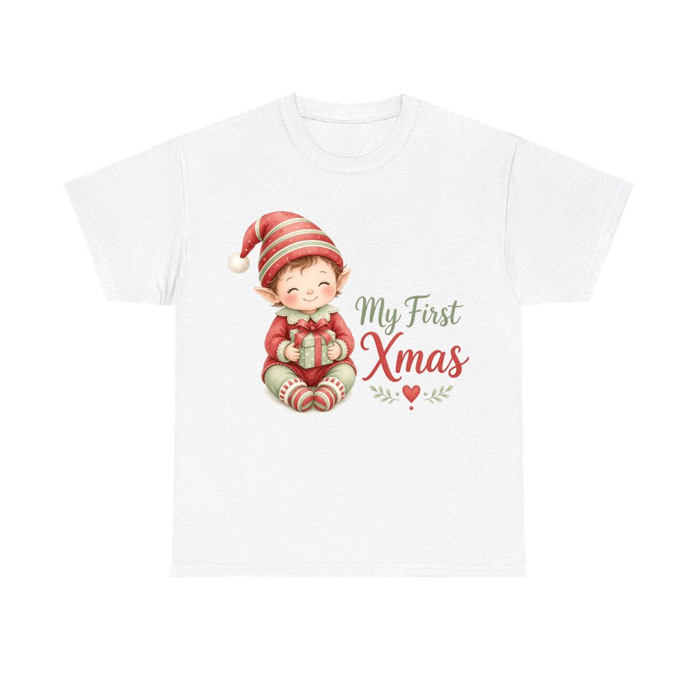 My First Xmas Elf personalised Christmas T-shirt in white