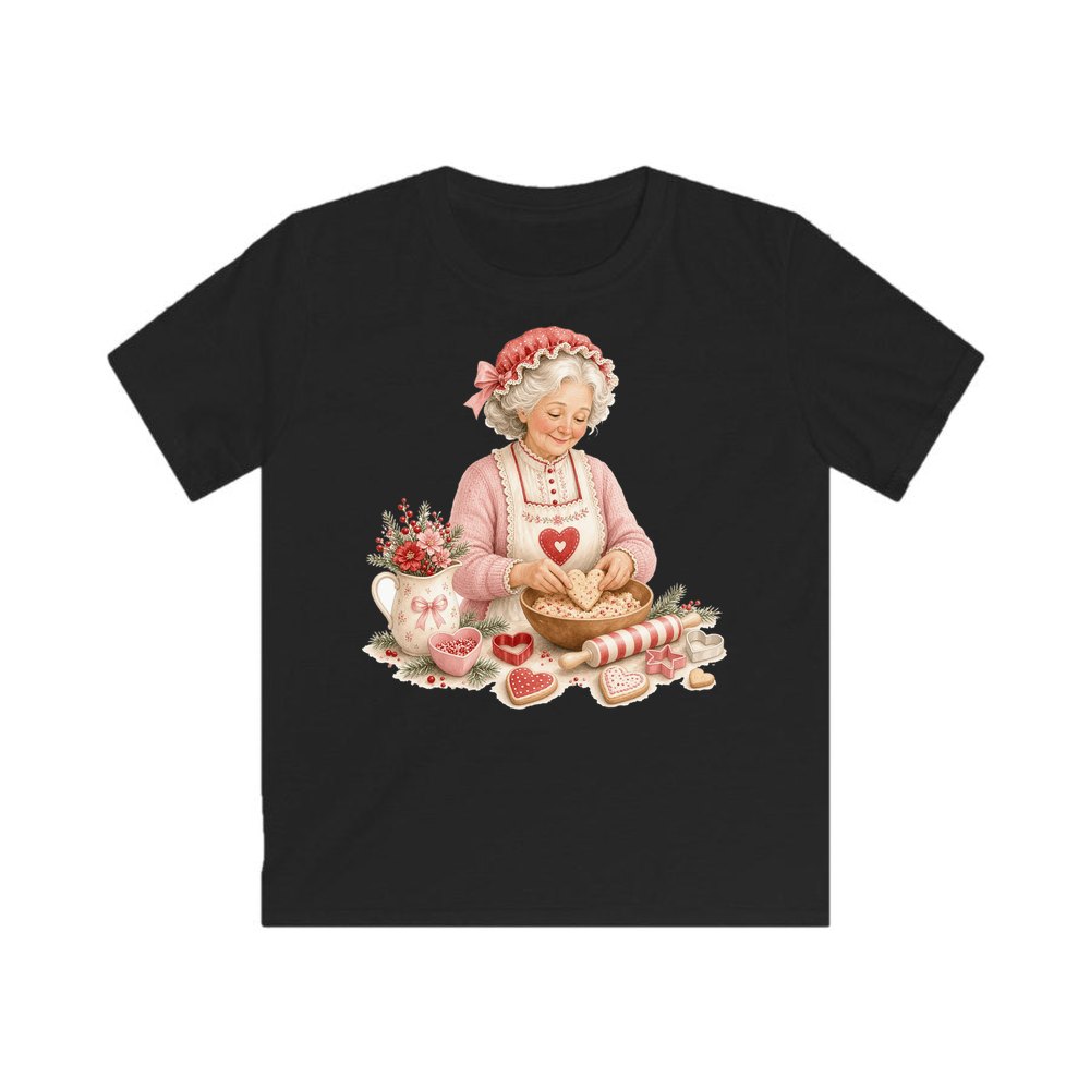 Nan Baking Christmas Biscuits personalised kids Christmas tee in black