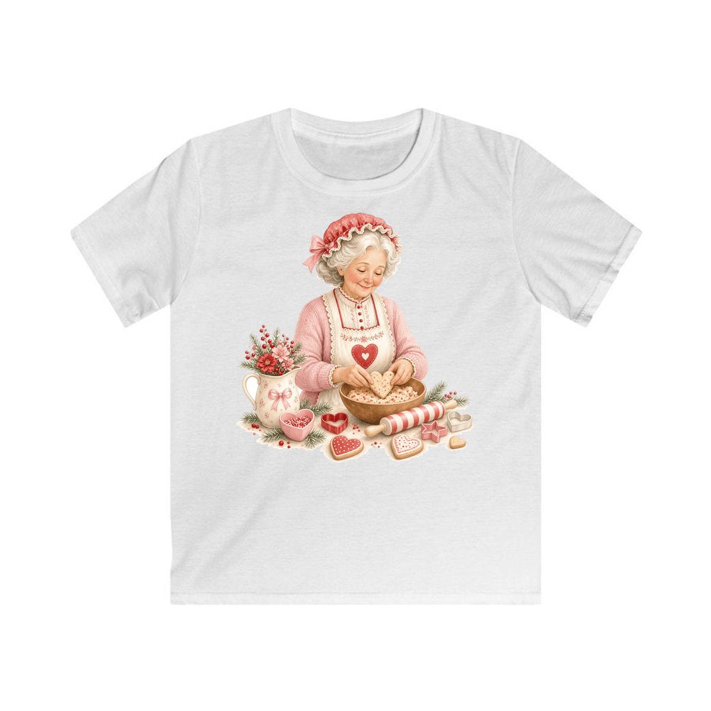 Nan Baking Christmas Biscuits personalised kids Christmas tee in white