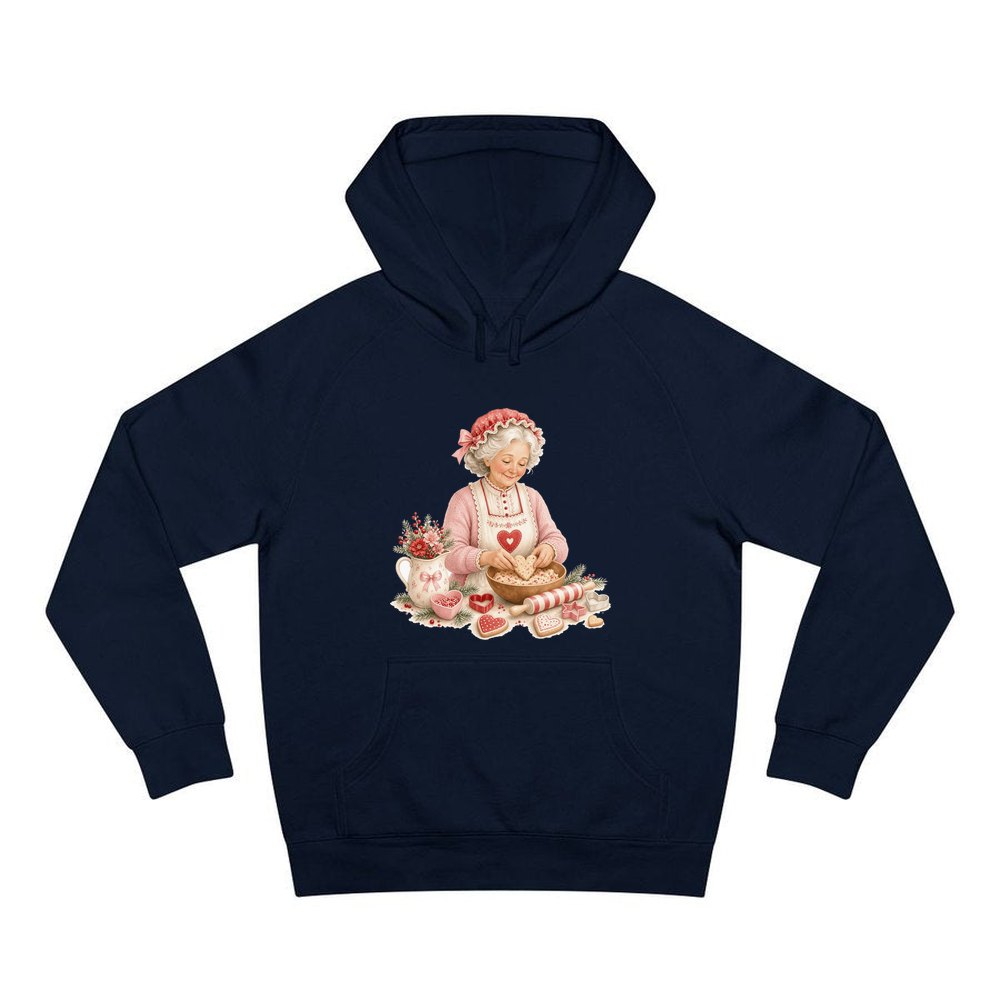 Nan Baking Christmas Biscuits personalised Christmas hoodie in navy