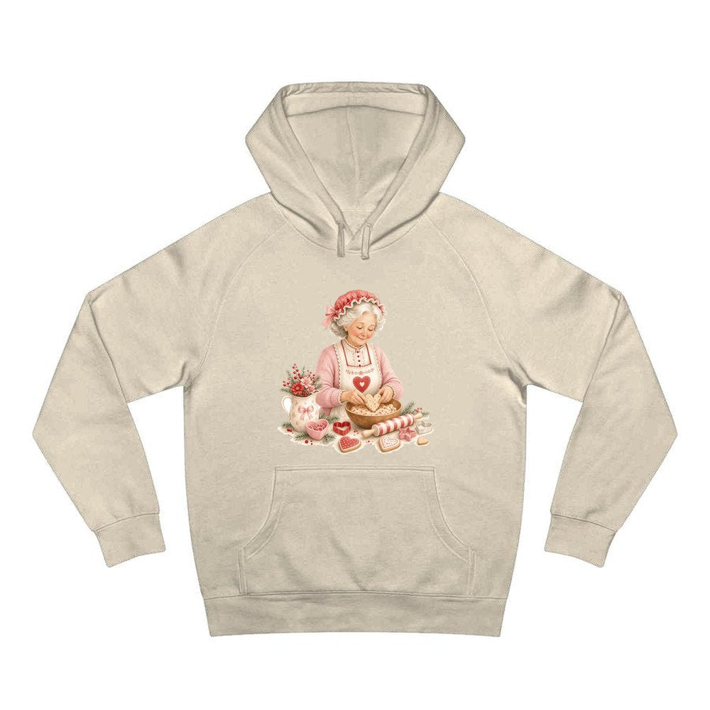 Nan Baking Christmas Biscuits personalised Christmas hoodie in sand