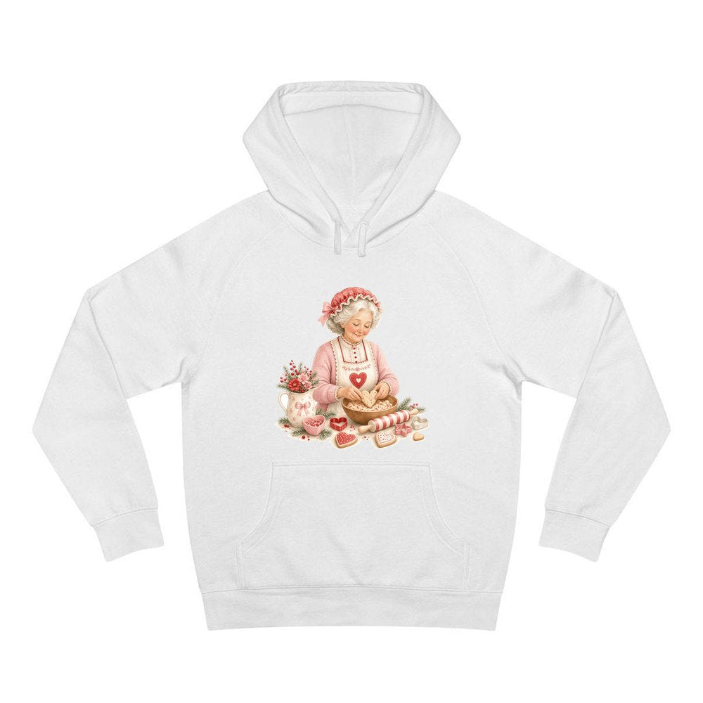 Nan Baking Christmas Biscuits personalised Christmas hoodie in white