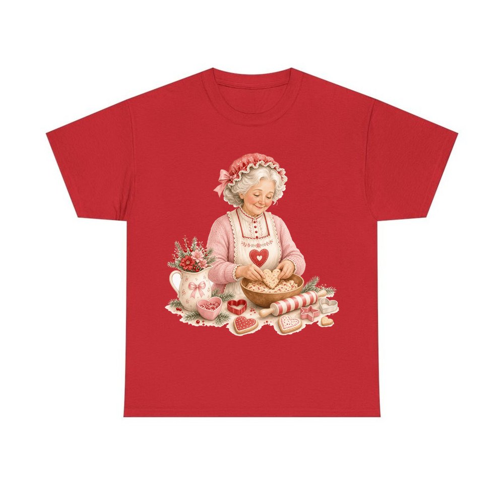 Nan Baking Christmas Biscuits personalised Christmas T-shirt in red