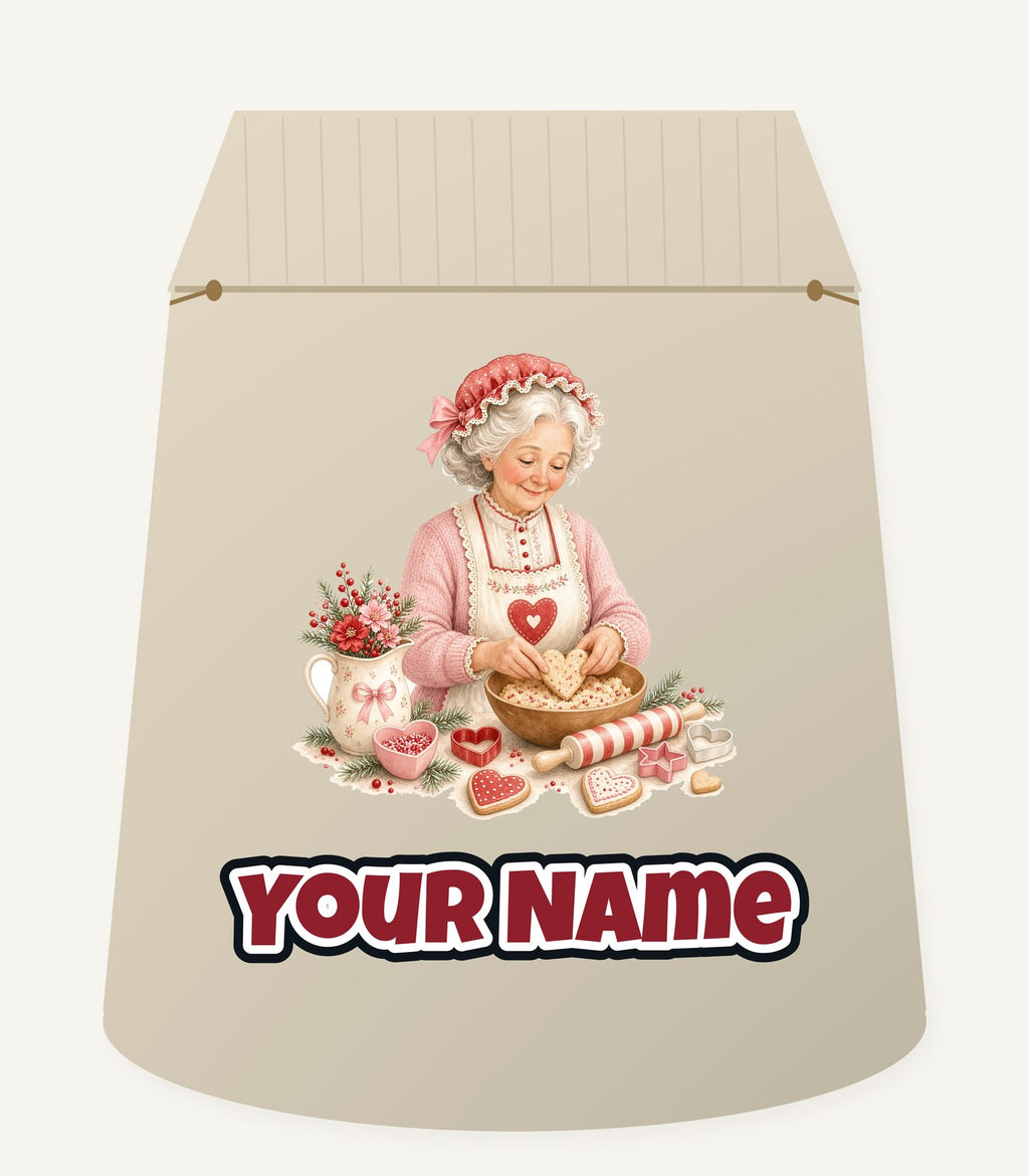 Nan Baking Christmas Biscuits Personalised Santa Sack