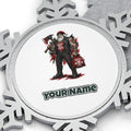 Naughty Nice Enough Biker Santa Personalised Pewter Christmas Ornament