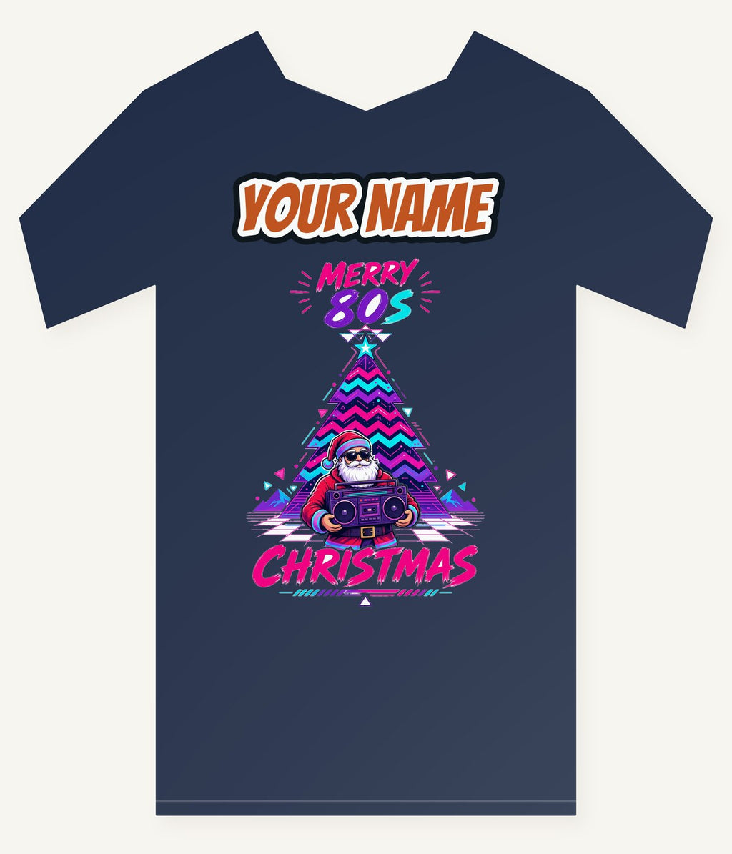 Neon Boombox Santa Personalised Kids and Baby Christmas Tee