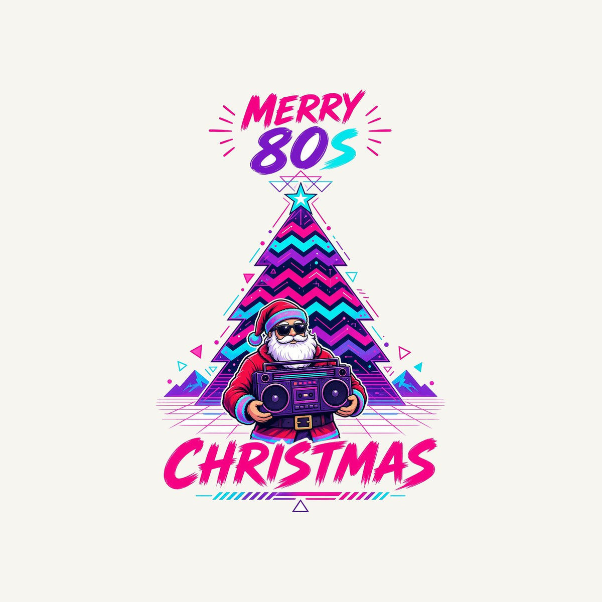 Neon Boombox Santa Personalised Kids and Baby Christmas Tee