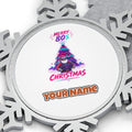 Neon Boombox Santa Personalised Pewter Christmas Ornament