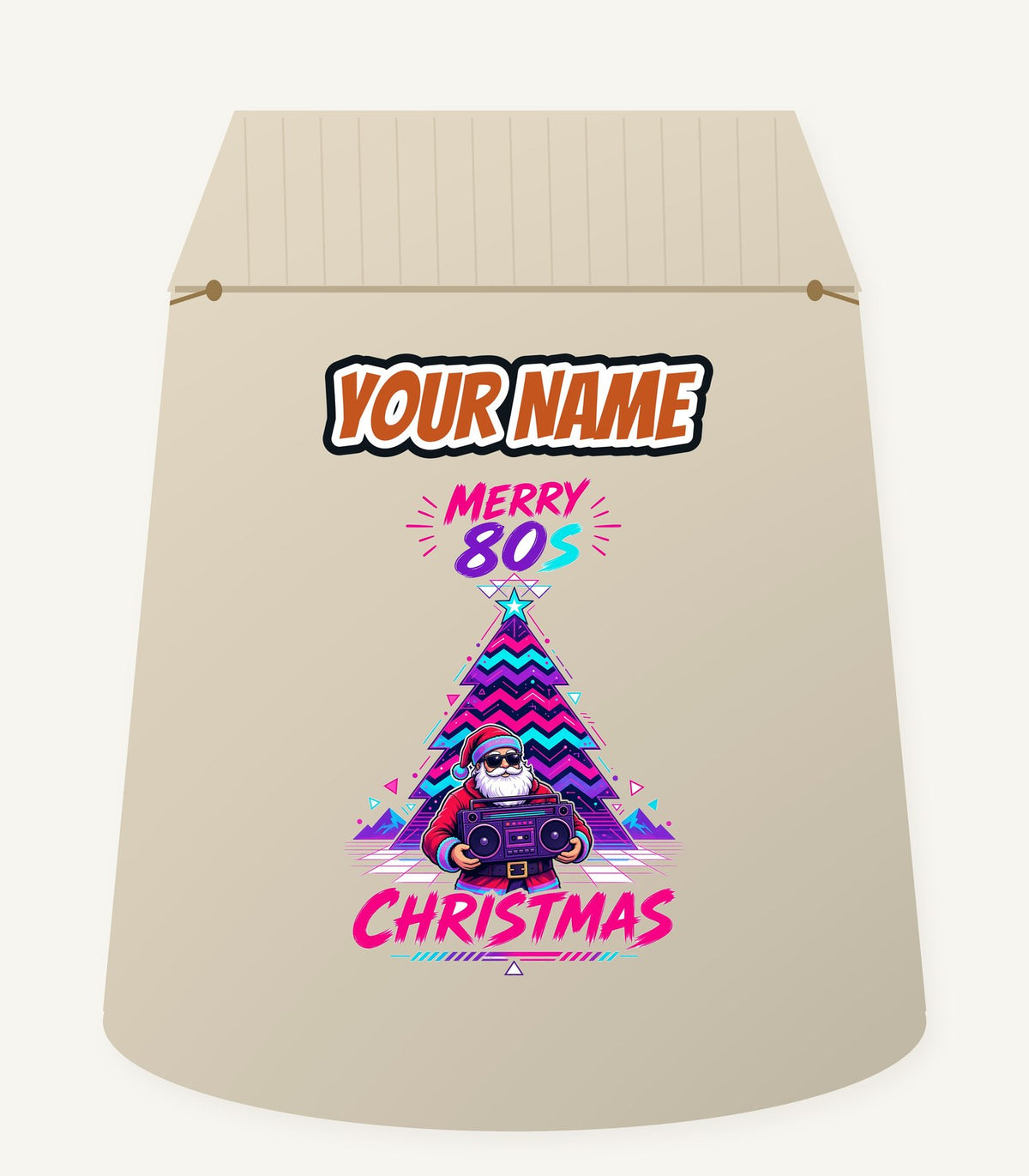 Neon Boombox Santa Personalised Santa Sack