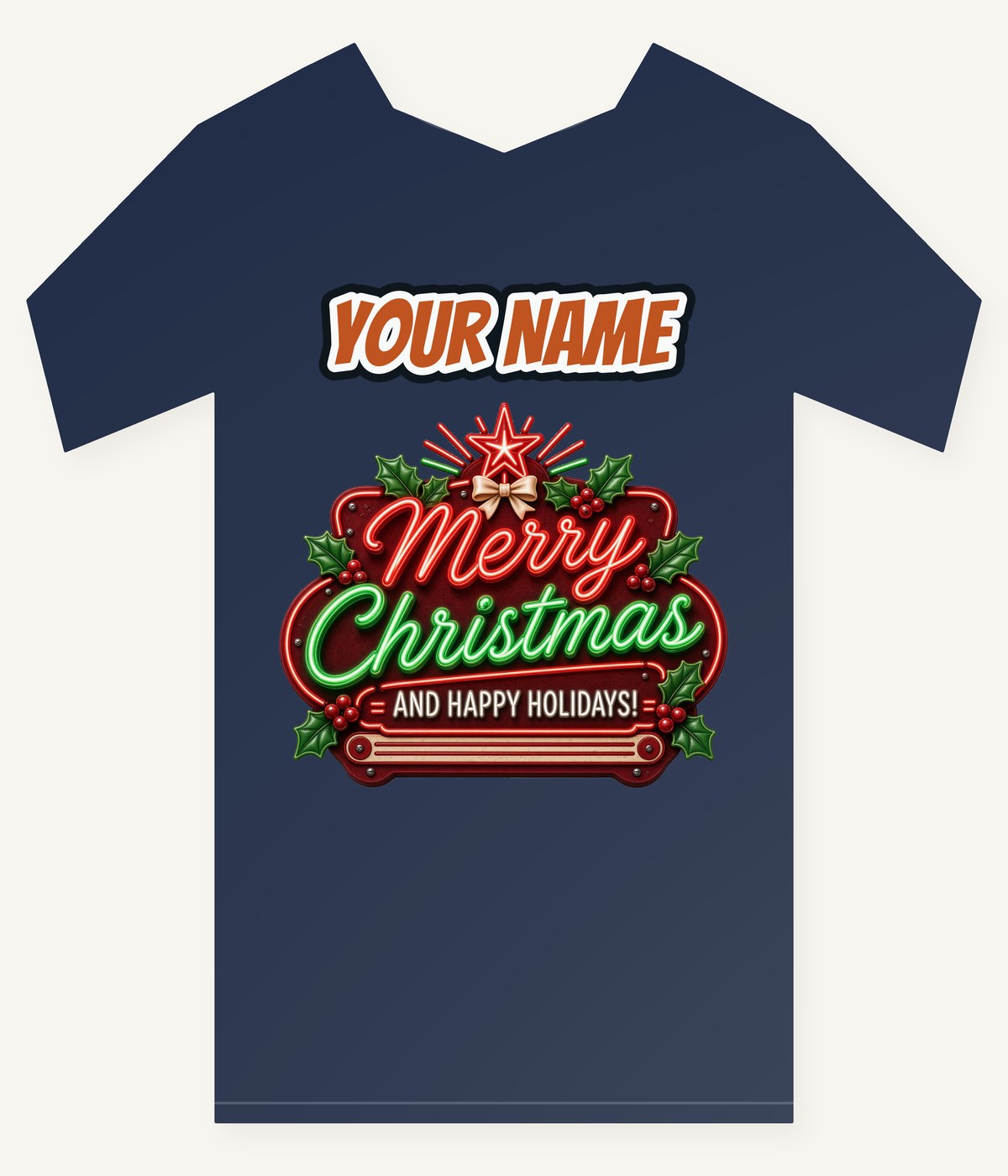 Neon Christmas Sign Personalised Kids and Baby Christmas Tee