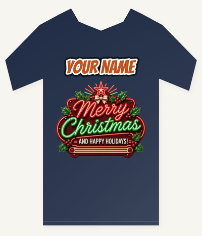 Neon Christmas Sign Personalised Kids Tee and Baby Bodysuit