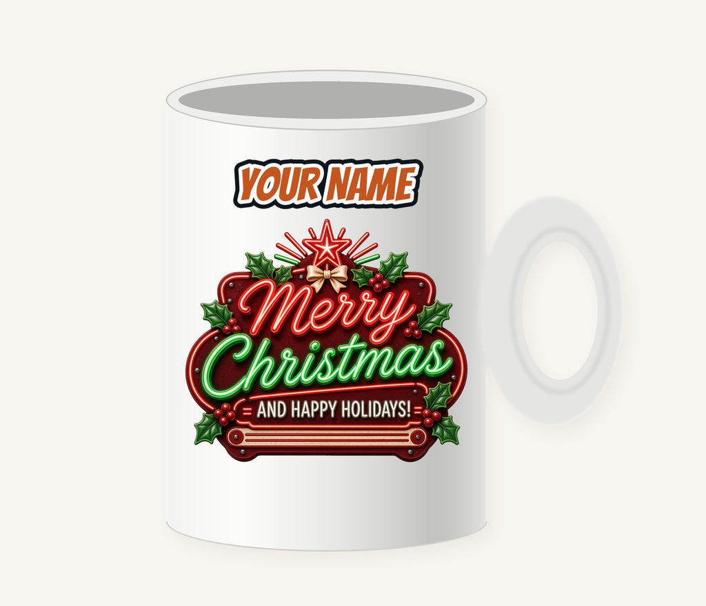 Neon Christmas Sign Personalised Christmas Mug