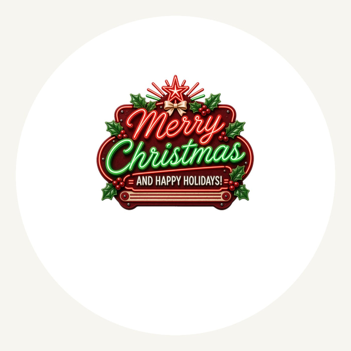 Neon Christmas Sign Personalised Pewter Christmas Ornament