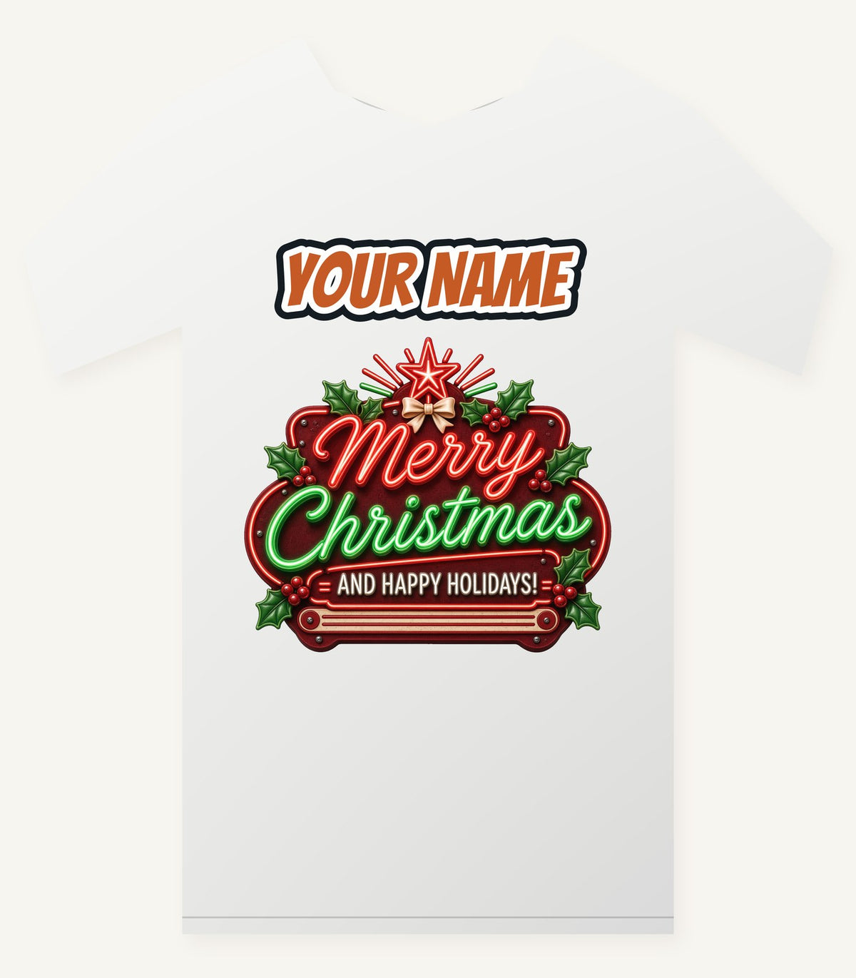 Neon Christmas Sign Personalised Christmas T-Shirt and Hoodie