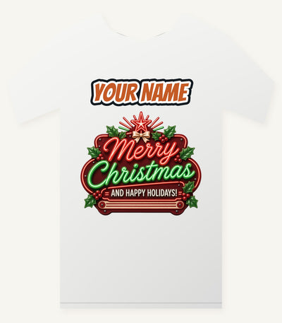 Neon Christmas Sign Personalised Christmas T-Shirt and Hoodie