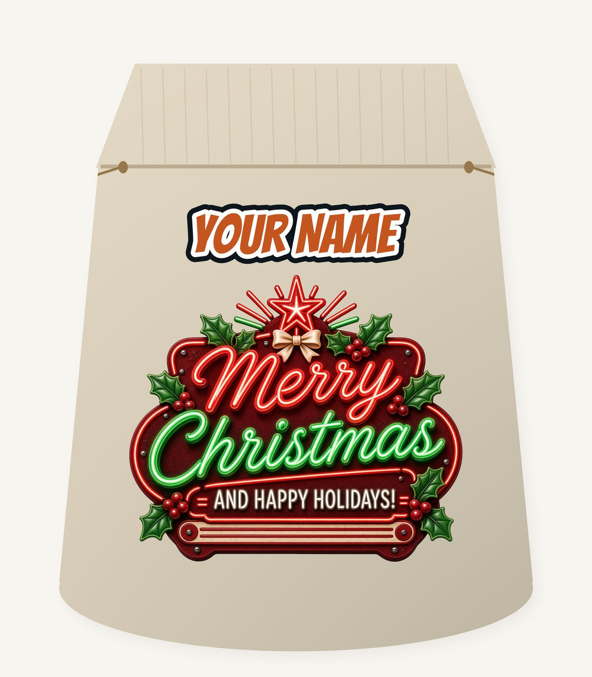 Neon Christmas Sign Personalised Santa Sack