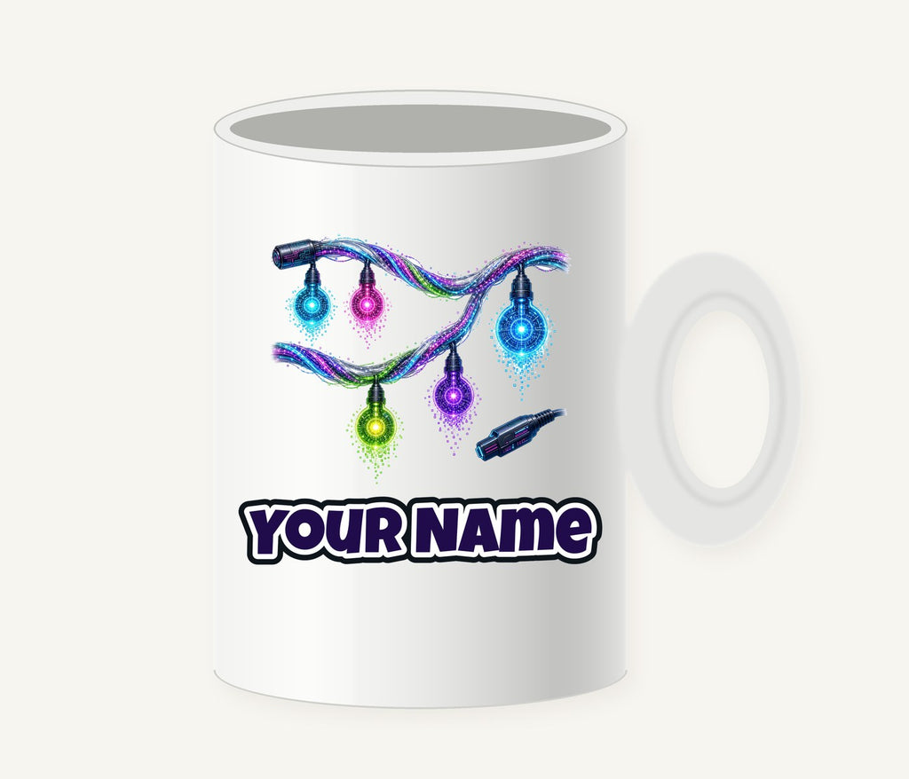 Neon Circuit Fairy Lights Personalised Christmas Mug