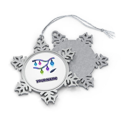 Neon Circuit Fairy Lights Personalised Pewter Christmas Ornament