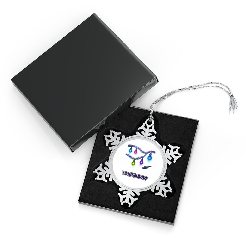 Neon Circuit Fairy Lights Personalised Pewter Christmas Ornament
