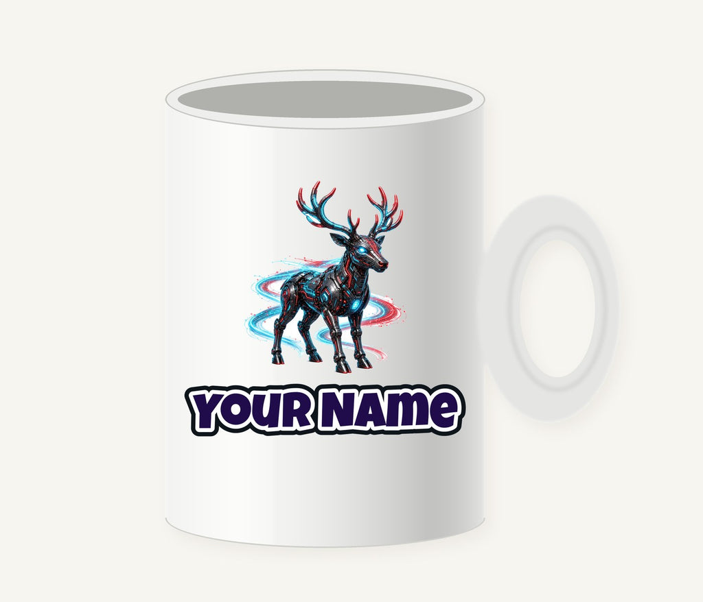 Neon Circuit Robot Reindeer Personalised Christmas Mug