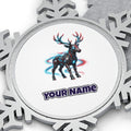 Neon Circuit Robot Reindeer Personalised Pewter Christmas Ornament