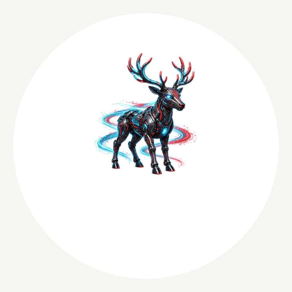 Neon Circuit Robot Reindeer Personalised Pewter Christmas Ornament