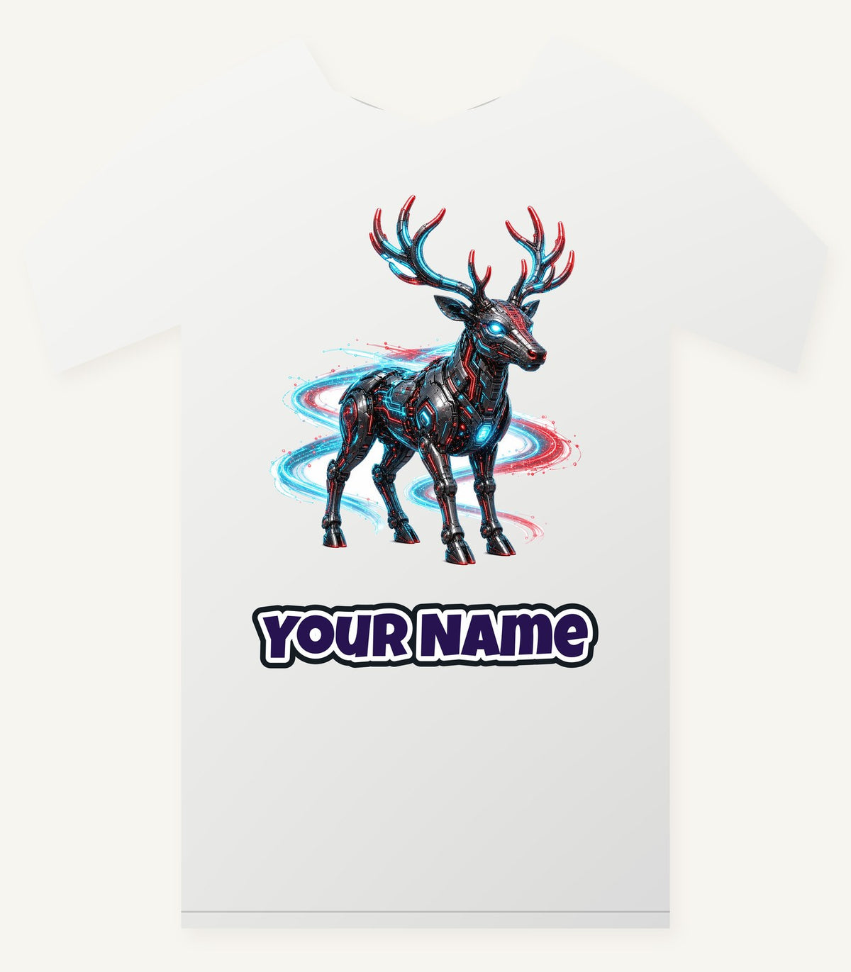 Neon Circuit Robot Reindeer Personalised Christmas T-Shirt and Hoodie