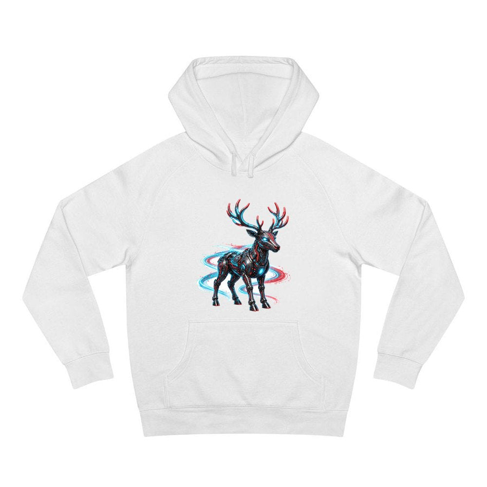 Neon Circuit Robot Reindeer personalised Christmas hoodie in white