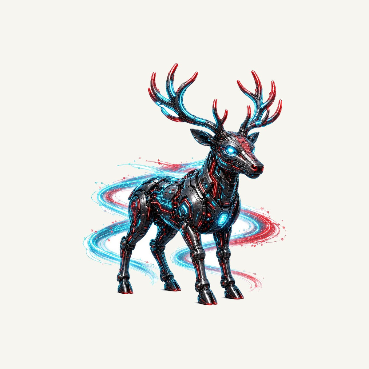 Neon Circuit Robot Reindeer Personalised Santa Sack
