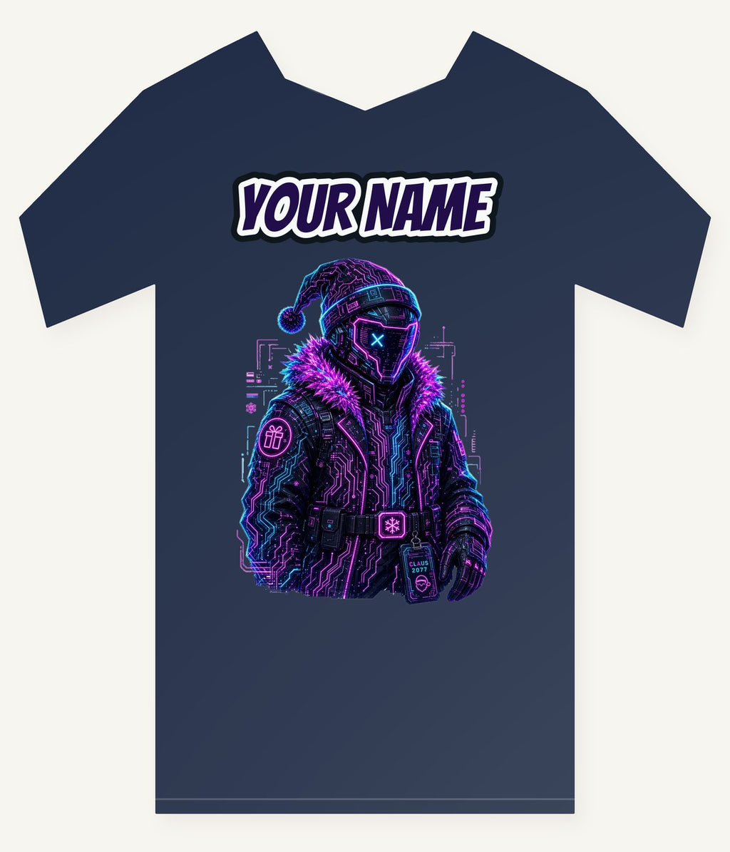 Neon Cyber Santa Personalised Kids and Baby Christmas Tee