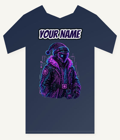 Neon Cyber Santa Personalised Kids and Baby Christmas Tee