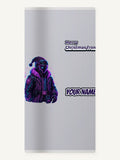 Neon Cyber Santa Personalised Beach Towel