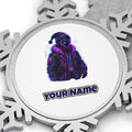 Neon Cyber Santa Personalised Pewter Christmas Ornament
