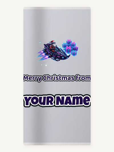 Neon Hover Sleigh Santa Personalised Beach Towel