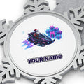 Neon Hover Sleigh Santa Personalised Pewter Christmas Ornament