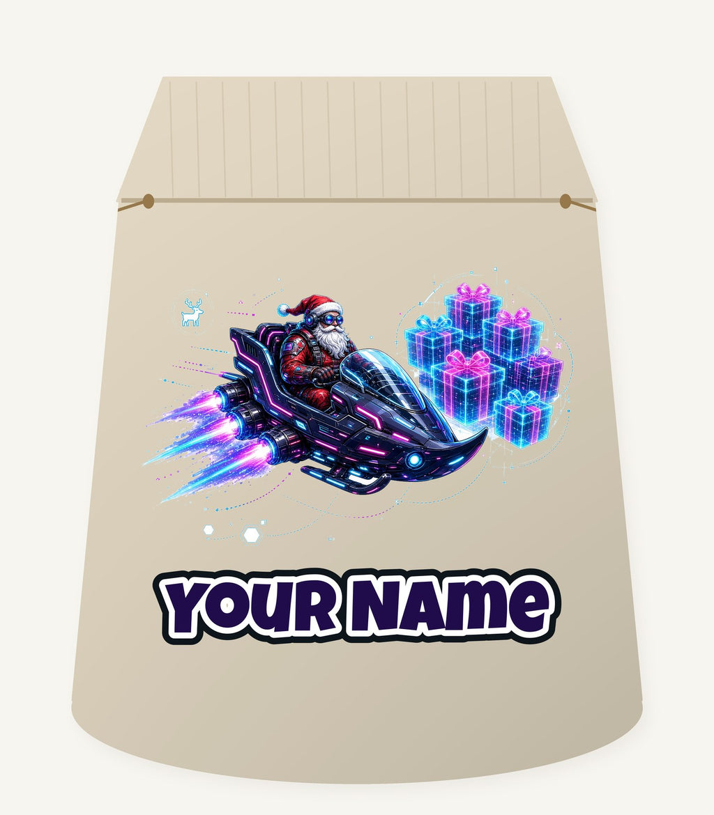 Neon Hover Sleigh Santa Personalised Santa Sack