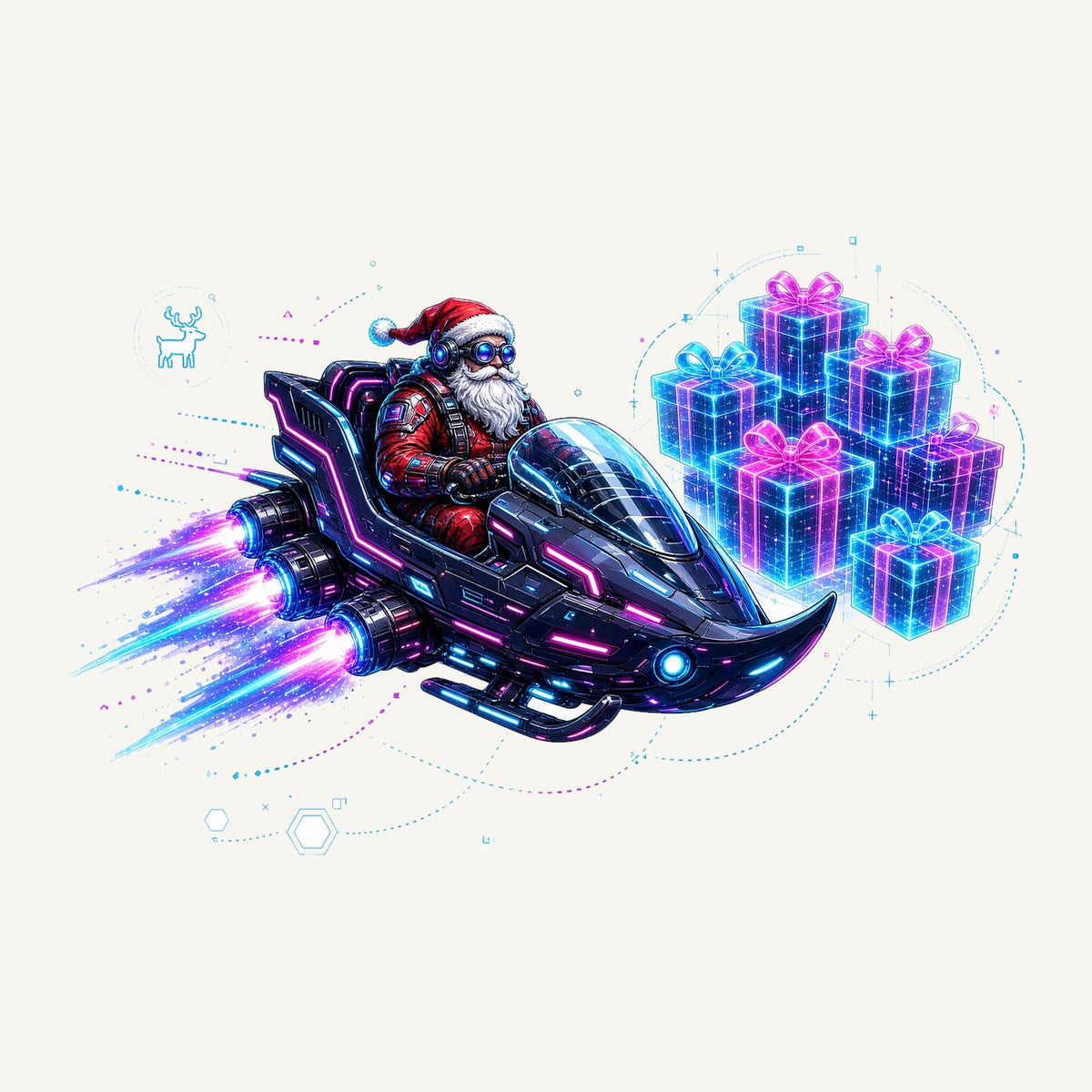 Neon Hover Sleigh Santa Personalised Santa Sack