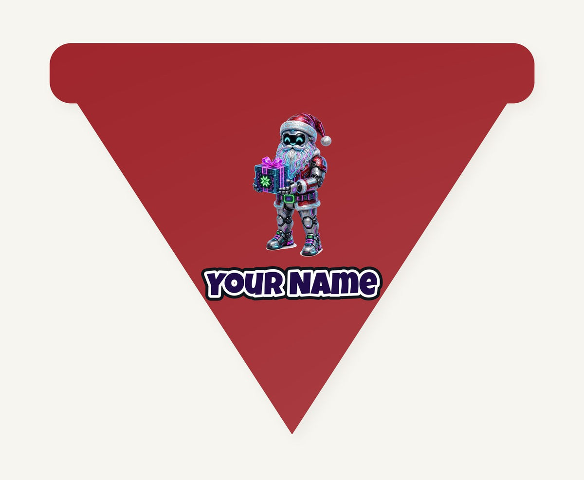 Neon Robot Santa Personalised Christmas Dog Bandana