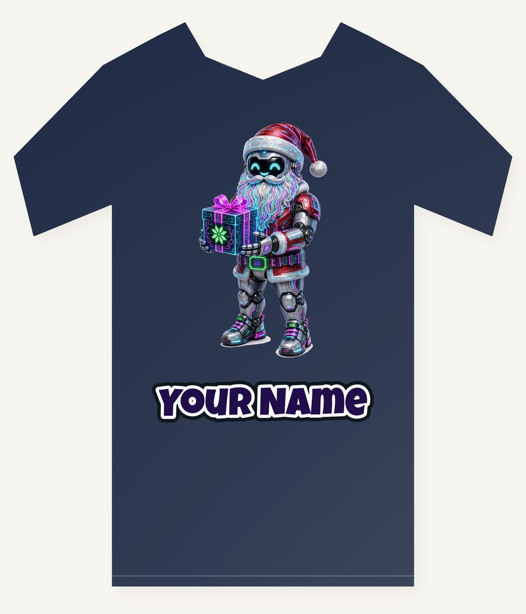 Neon Robot Santa Personalised Kids and Baby Christmas Tee