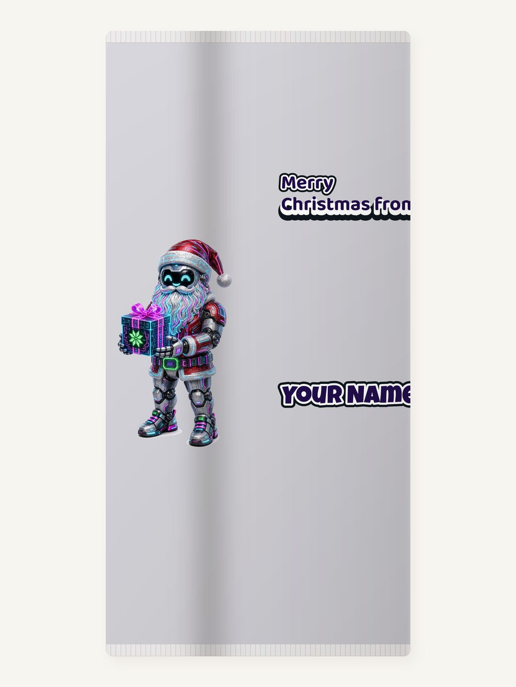 Neon Robot Santa Personalised Beach Towel
